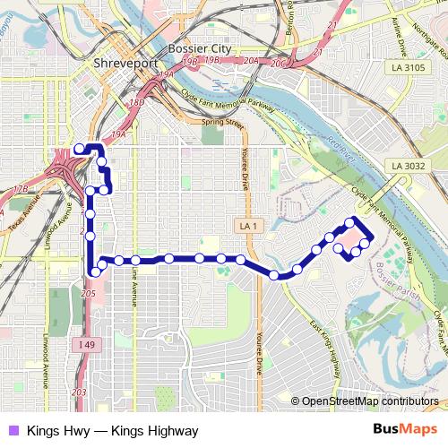 Kings Hwy bus Line Map
