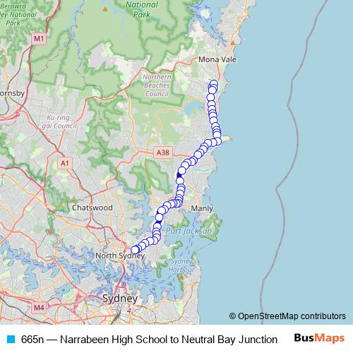 665n bus Line Map