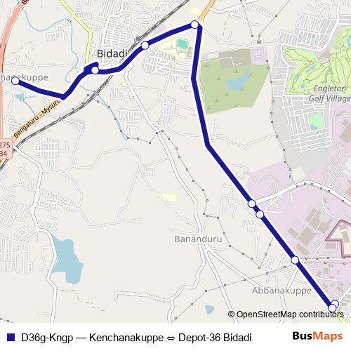 D36g-Kngp bus Line Map