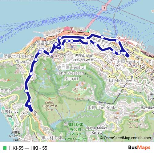 HKI-55 bus Line Map