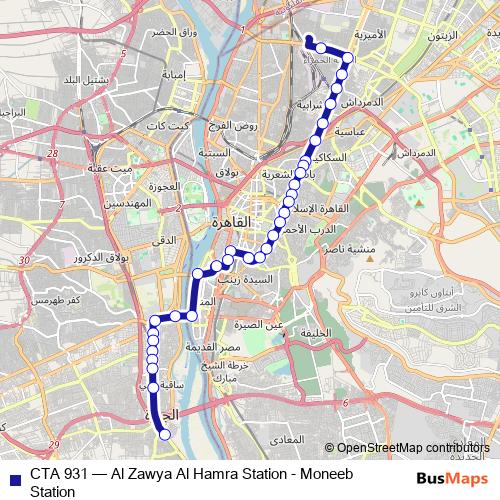 CTA 931 bus Line Map