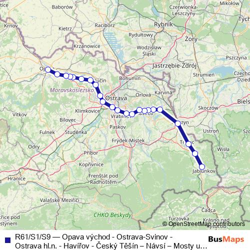 R61/S1/S9 rail Line Map