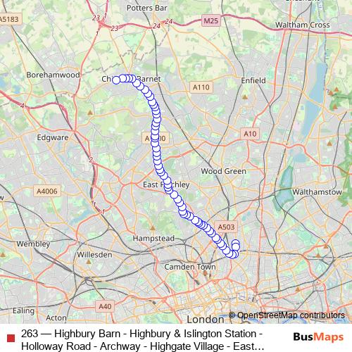 263 bus Line Map