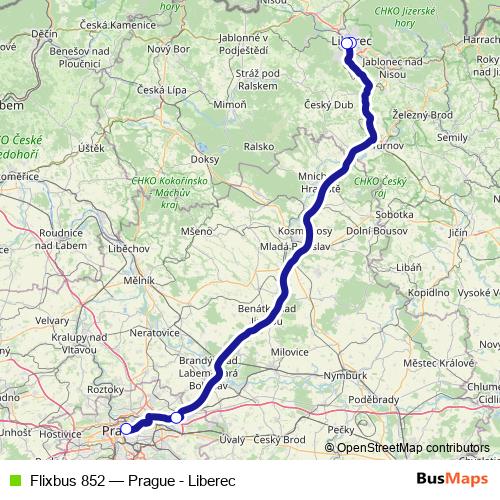 Flixbus 852 bus Line Map