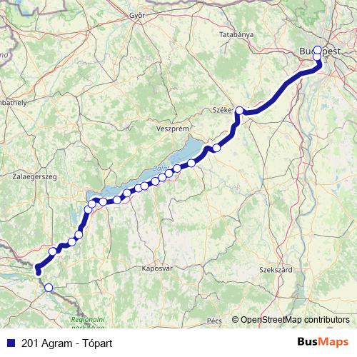 201 Agram - Tópart rail Line Map