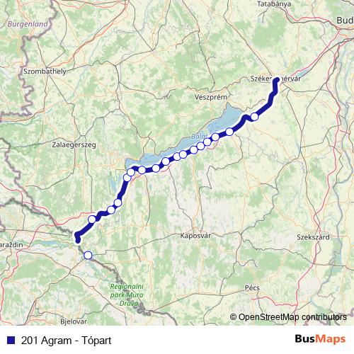 201 Agram - Tópart rail Line Map