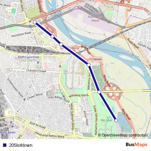 205lstldown bus Line Map