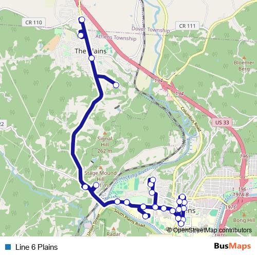 Line 6 Plains bus Line Map