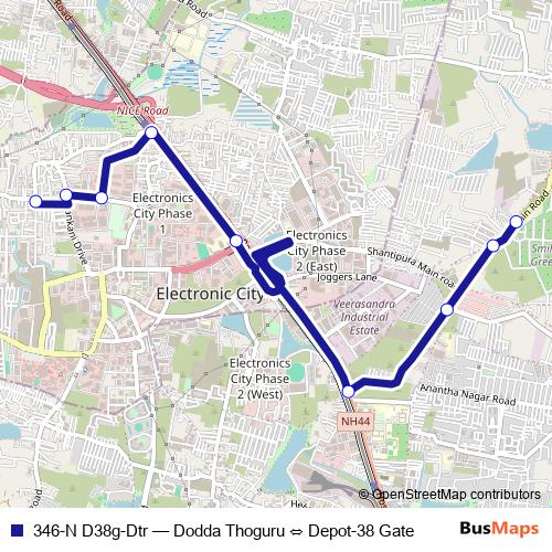 346-N D38g-Dtr bus Line Map