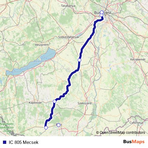IC 805 Mecsek rail Line Map