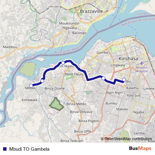 Mbudi TO Gambela bus Line Map