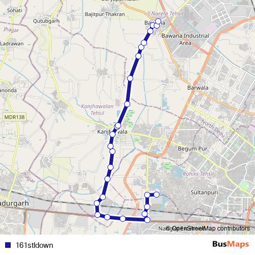 161stldown bus Line Map