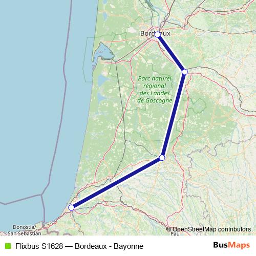 Flixbus S1628 bus Line Map
