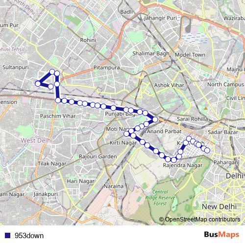 953down bus Line Map