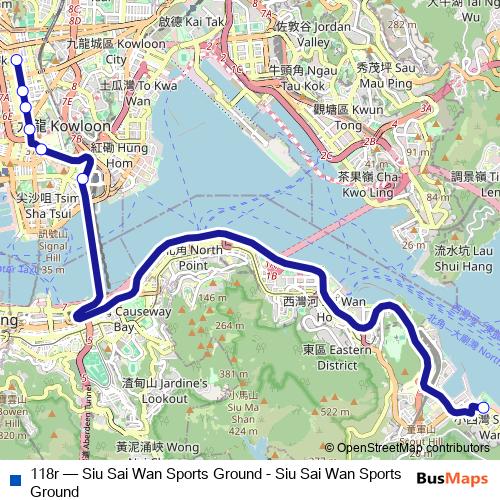 118r bus Line Map