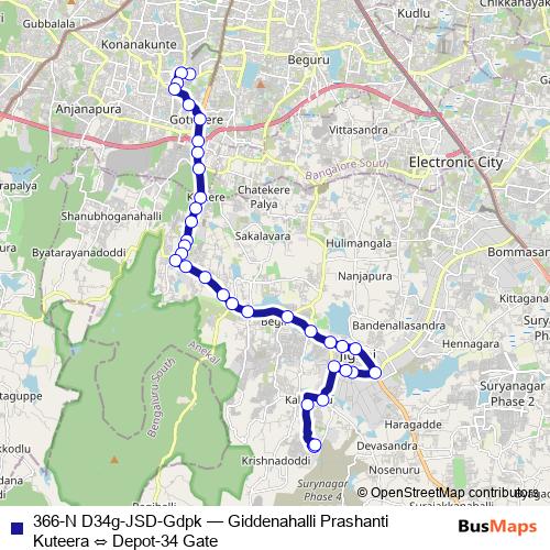 366-N D34g-JSD-Gdpk bus Line Map