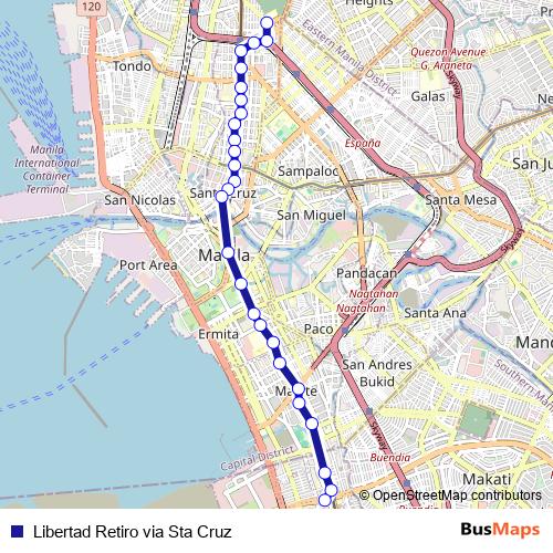 Libertad Retiro via Sta Cruz bus Line Map