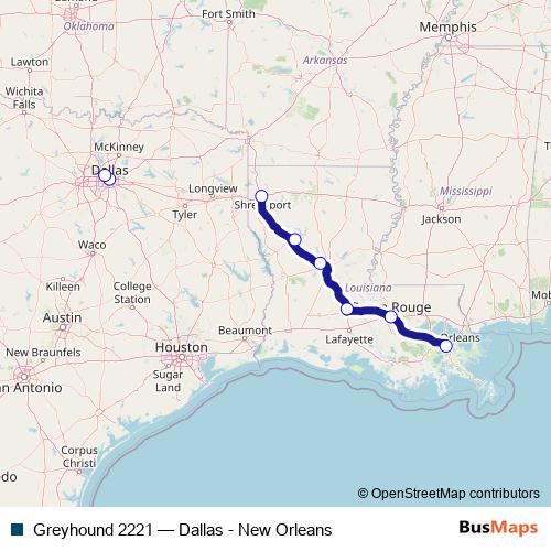 Greyhound 2221 bus Line Map