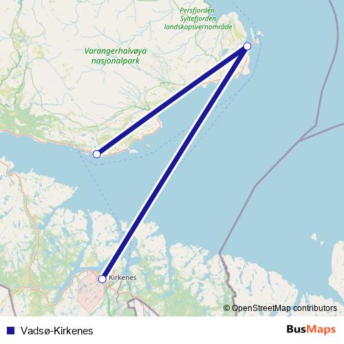 Vadsø-Kirkenes air Line Map