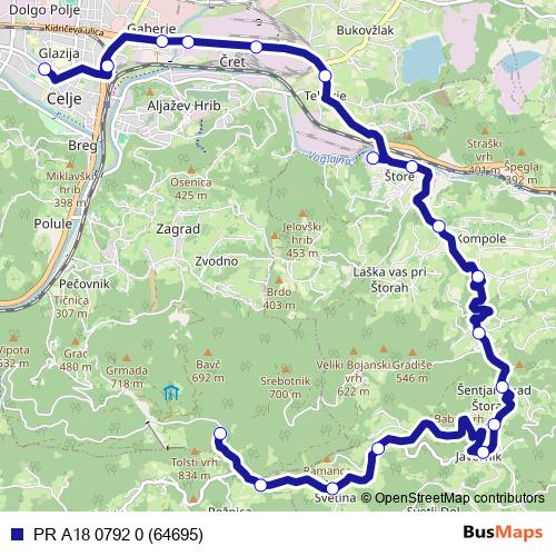 PR A18 0792 0 (64695) bus Line Map