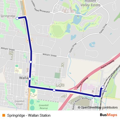 Springridge - Wallan Station bus Line Map
