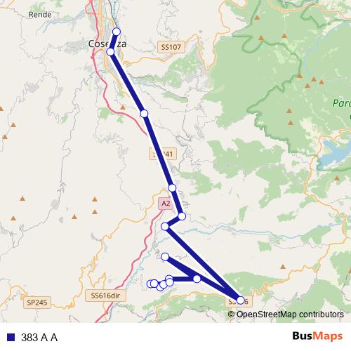 383 A A bus Line Map