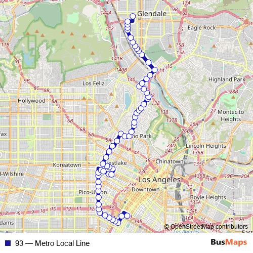 93 bus Line Map