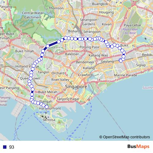 93 bus Line Map