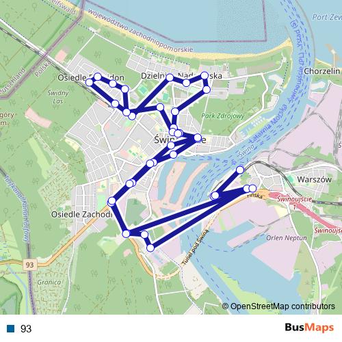 93 bus Line Map