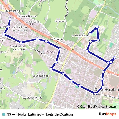 93 bus Line Map