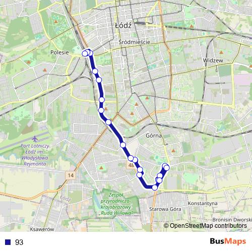 93 bus Line Map