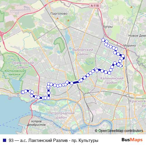 93 bus Line Map