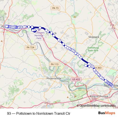 93 bus Line Map