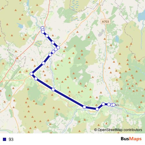 93 bus Line Map