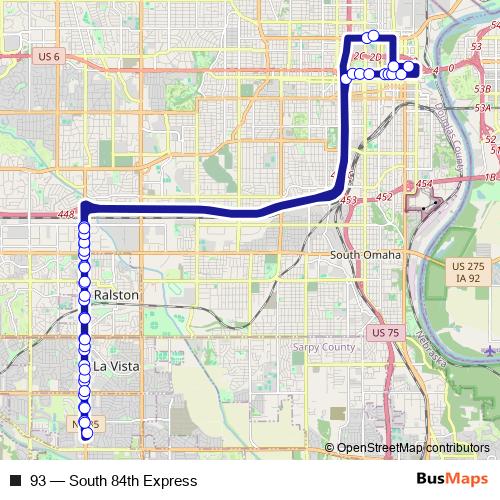 93 bus Line Map
