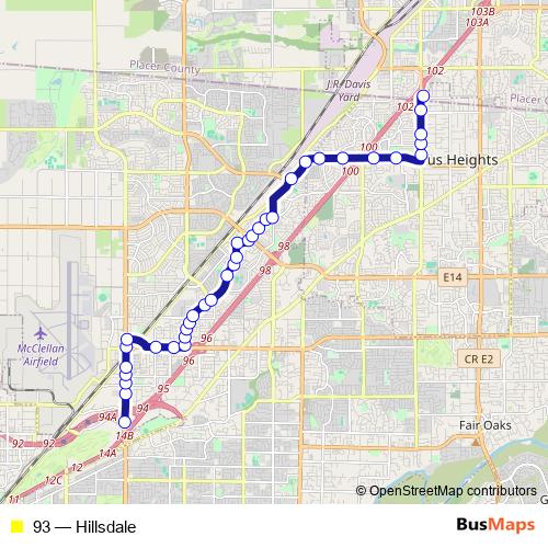 93 bus Line Map