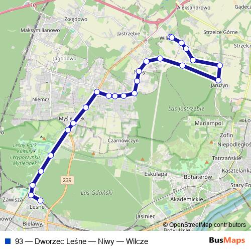 93 bus Line Map