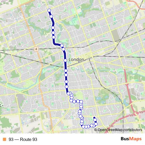 93 bus Line Map