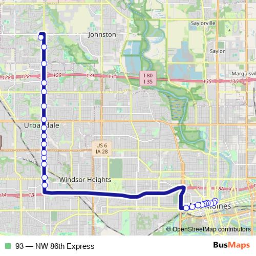 93 bus Line Map