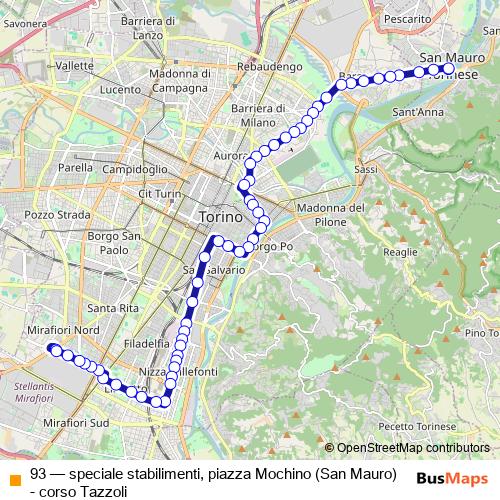 93 bus Line Map