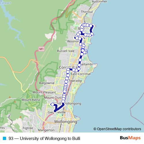 93 bus Line Map