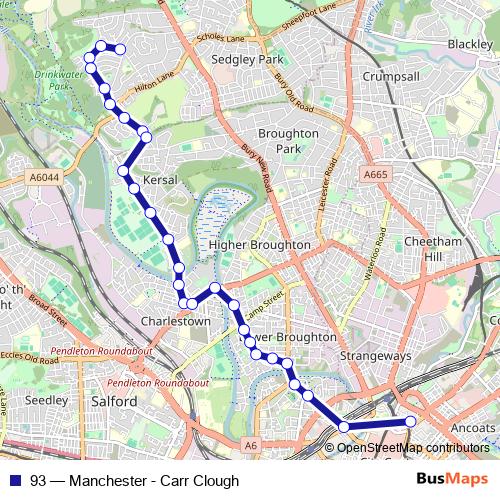 93 bus Line Map