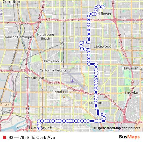 93 bus Line Map
