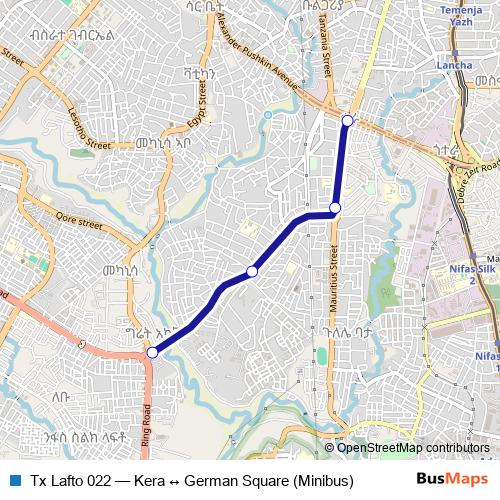 Tx Lafto 022 bus Line Map