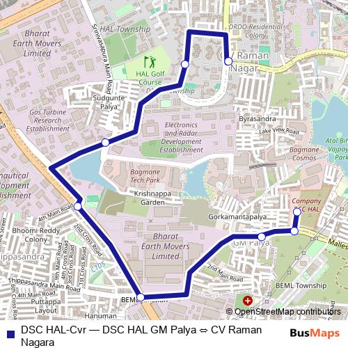 DSC HAL-Cvr bus Line Map