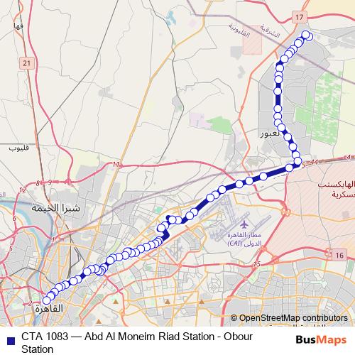 CTA 1083 bus Line Map