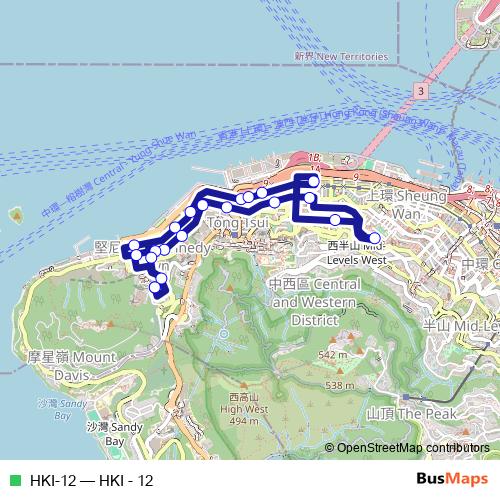 HKI-12 bus Line Map
