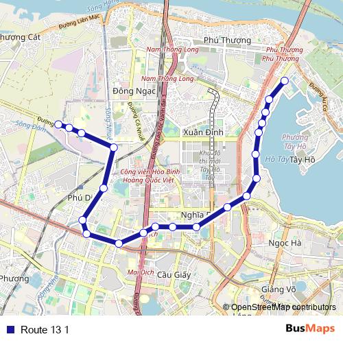 Route 13 1 bus Line Map