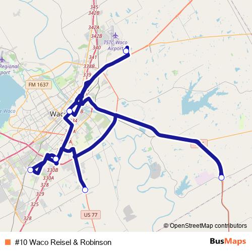 #10 Waco Reisel & Robinson bus Line Map
