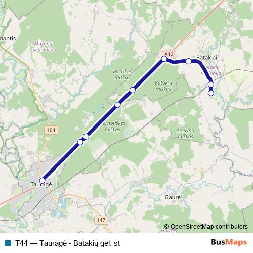 T44 bus Line Map